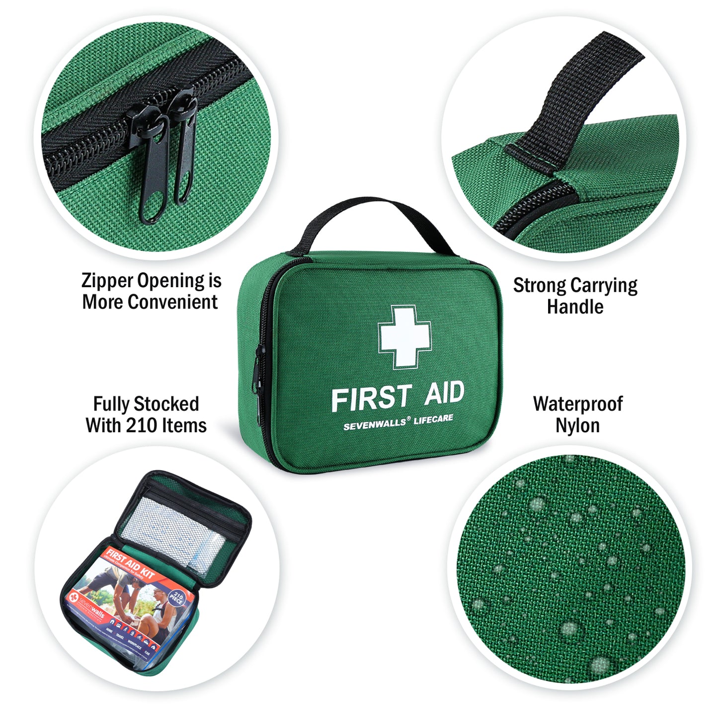 210 Piece First Aid Kit – Home, Car, Travel & Workplace