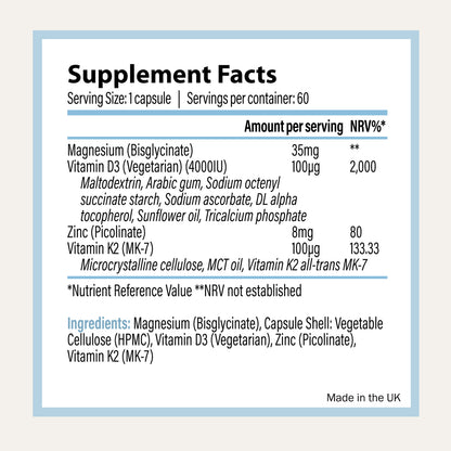 Vitamin D3 4000iu with K2 + Zin & Magnesium