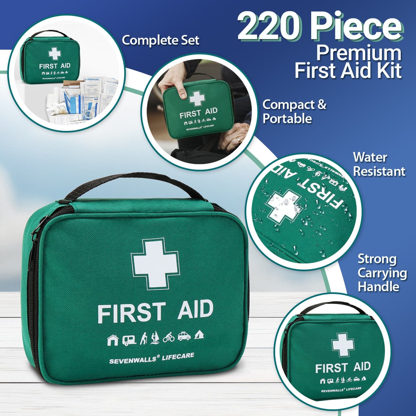 Large Family First Aid Kit - 220 Items
