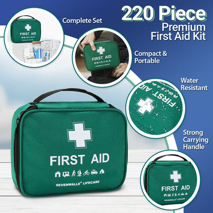 Large Family First Aid Kit - 220 Items