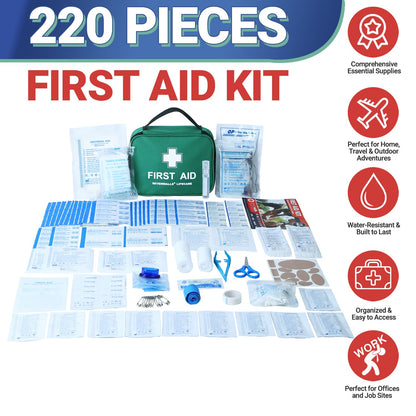 Large Family First Aid Kit - 220 Items