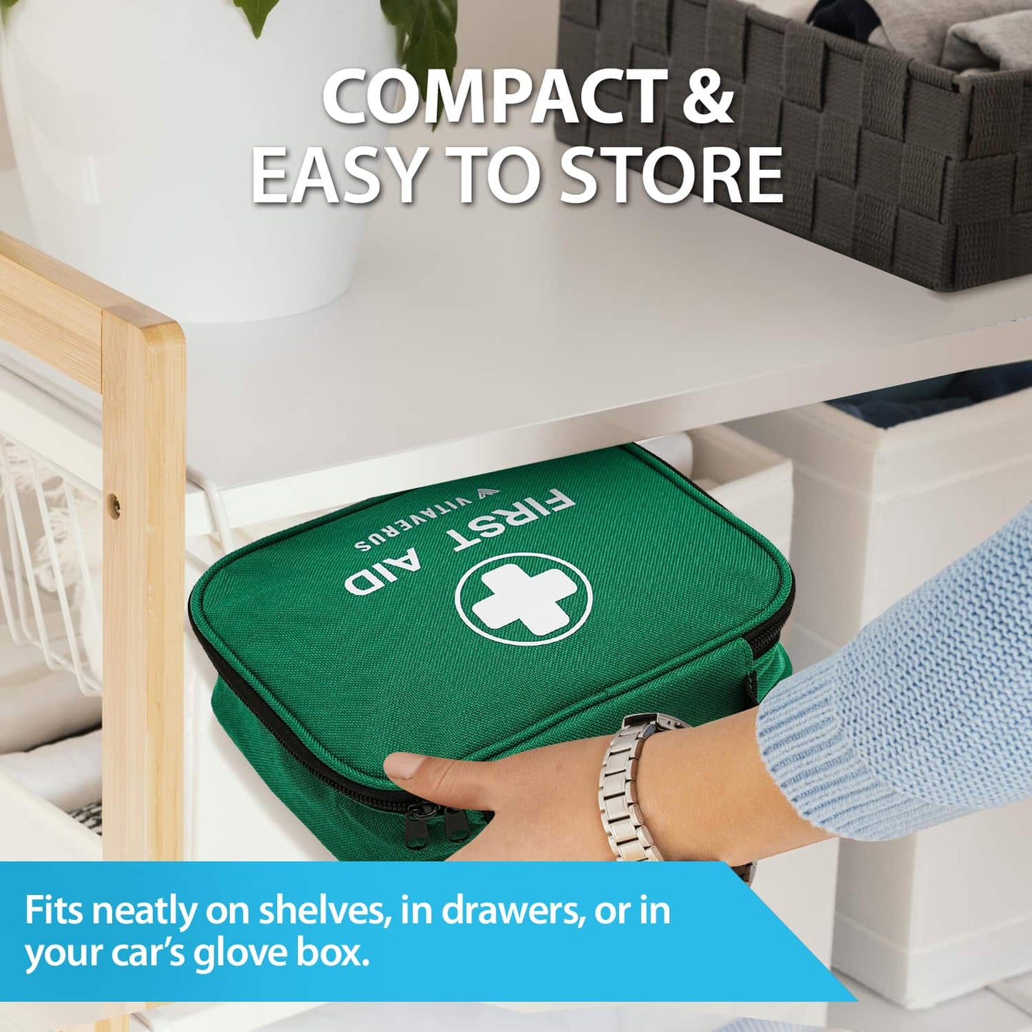 Compact and easy to store first aid kit
