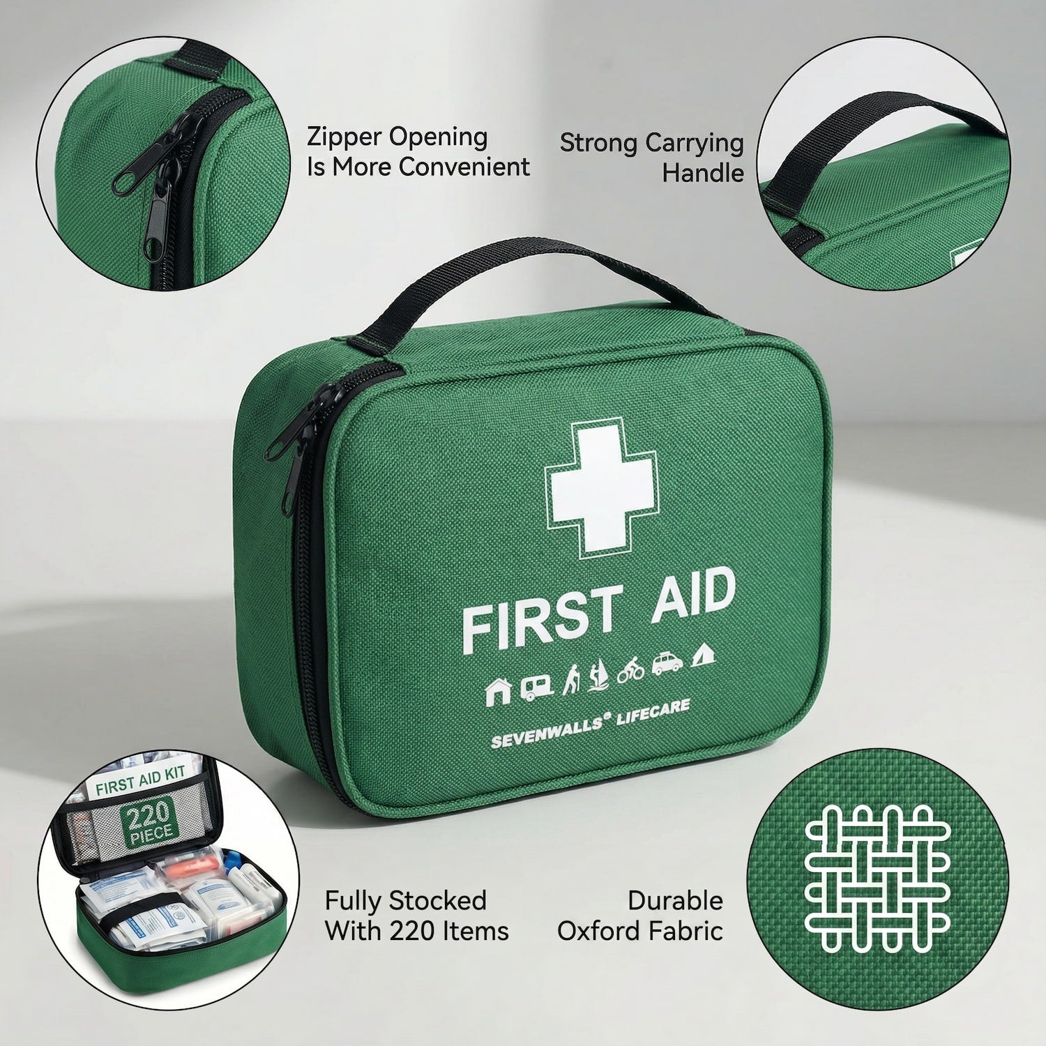 First Aid Kit 220 Pieces – Travel, Home, Car & Workplace – VITAVERUS